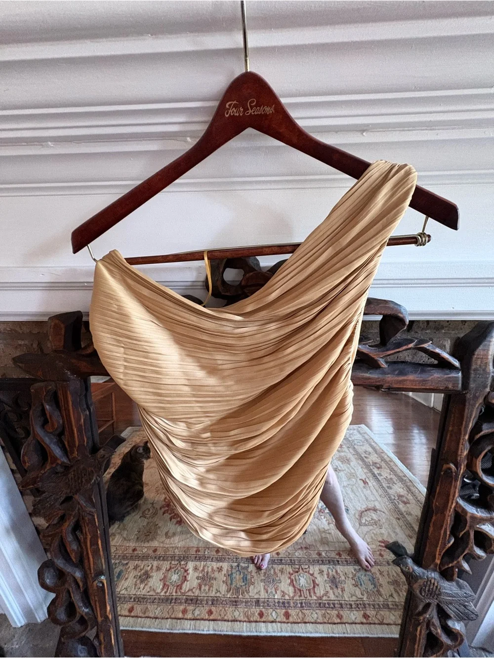 NWT Joie Gold Draped One-Shoulder Women's Skirt Set - two piece: Size Large